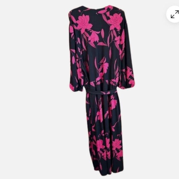 Plus size Women's 30/32 Jersey Knit Dress Fuschia Navy Print Lane Bryant - Picture 3 of 3